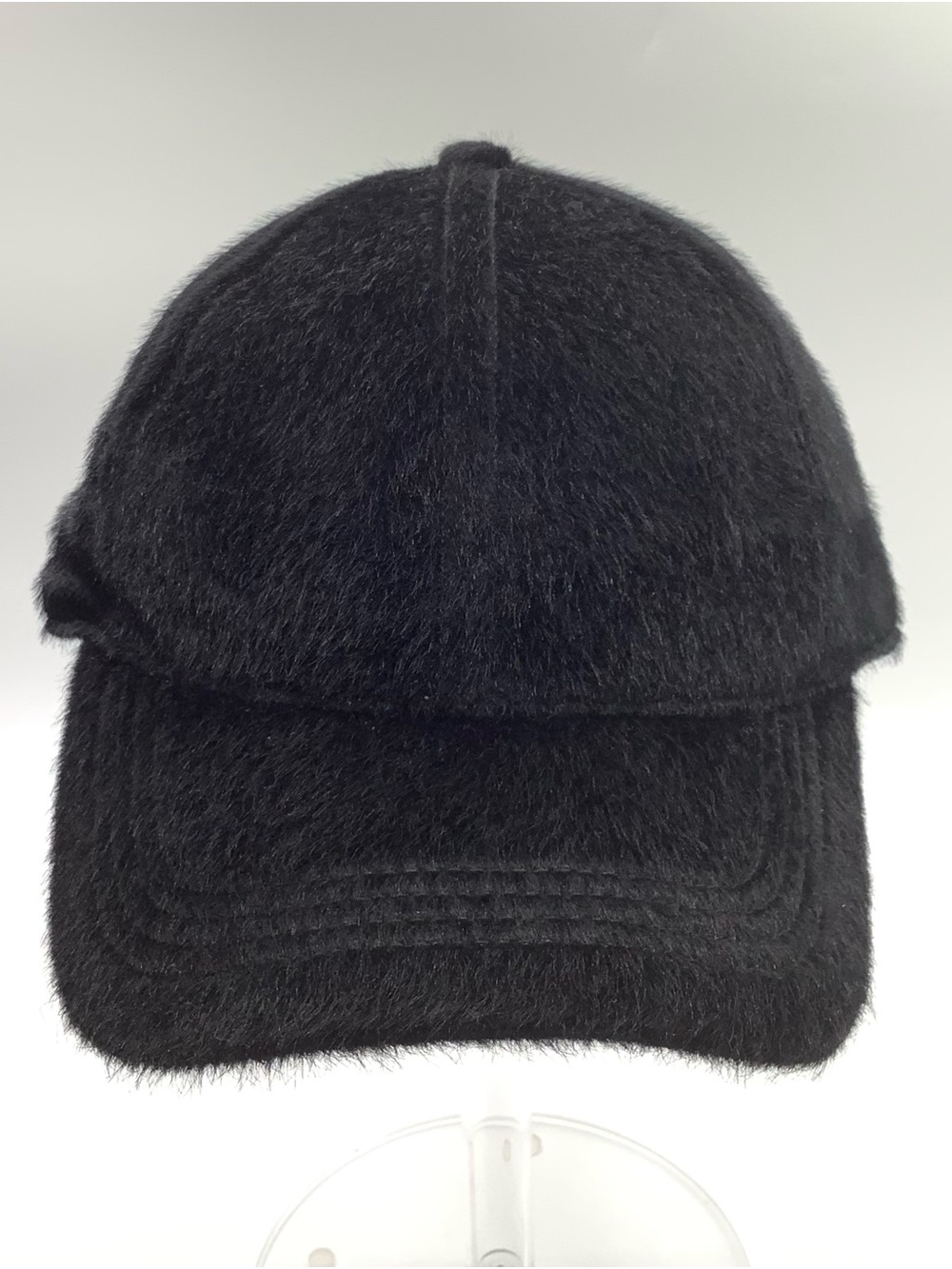 Nine West Black Plush Faux Fur Baseball Hat